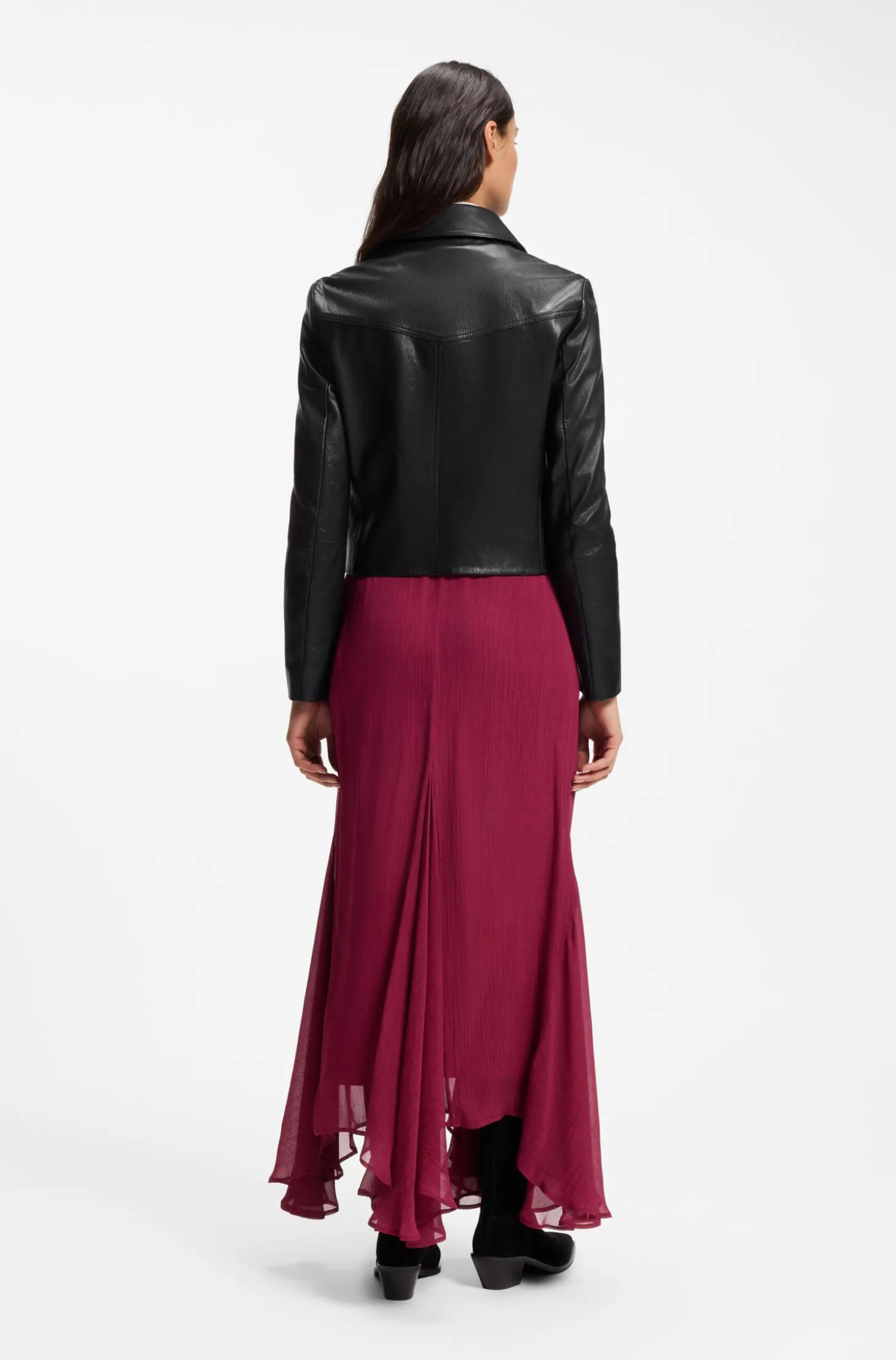 Lederjacke mit polierten Logo-Knöpfen