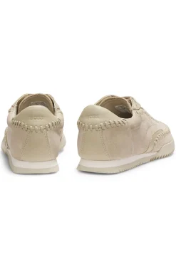 Ledersneakers aus Veloursleder mit Peitschennaht