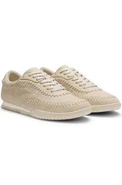 Ledersneakers aus Veloursleder mit Peitschennaht