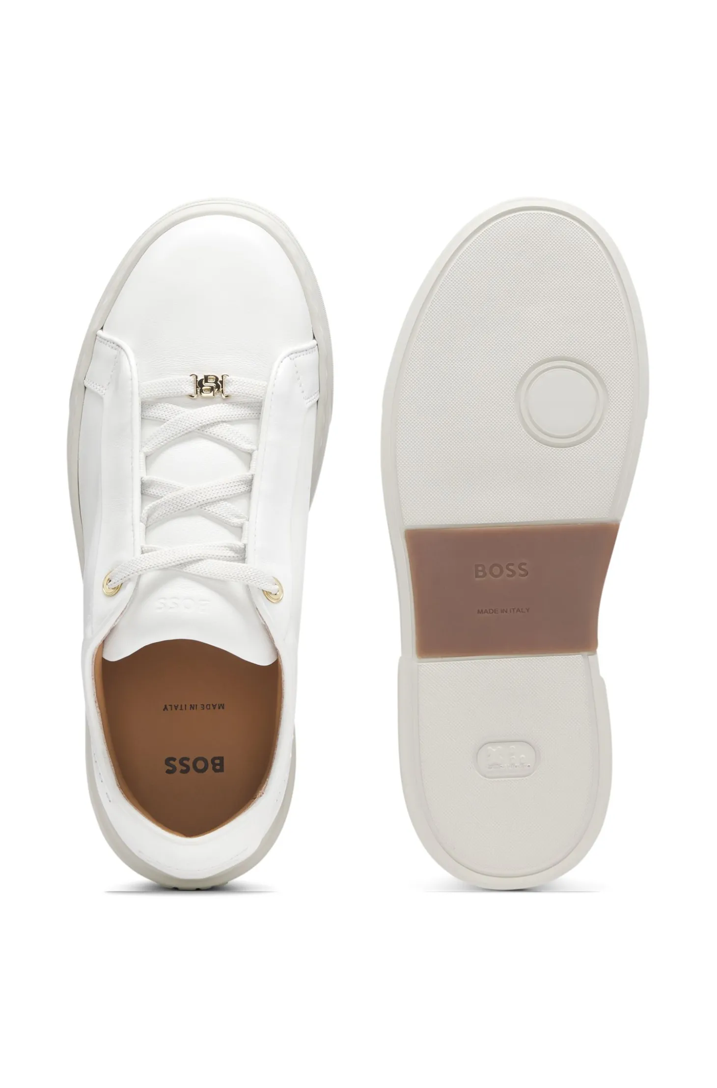 Ledersneakers mit integriertem Keilabsatz