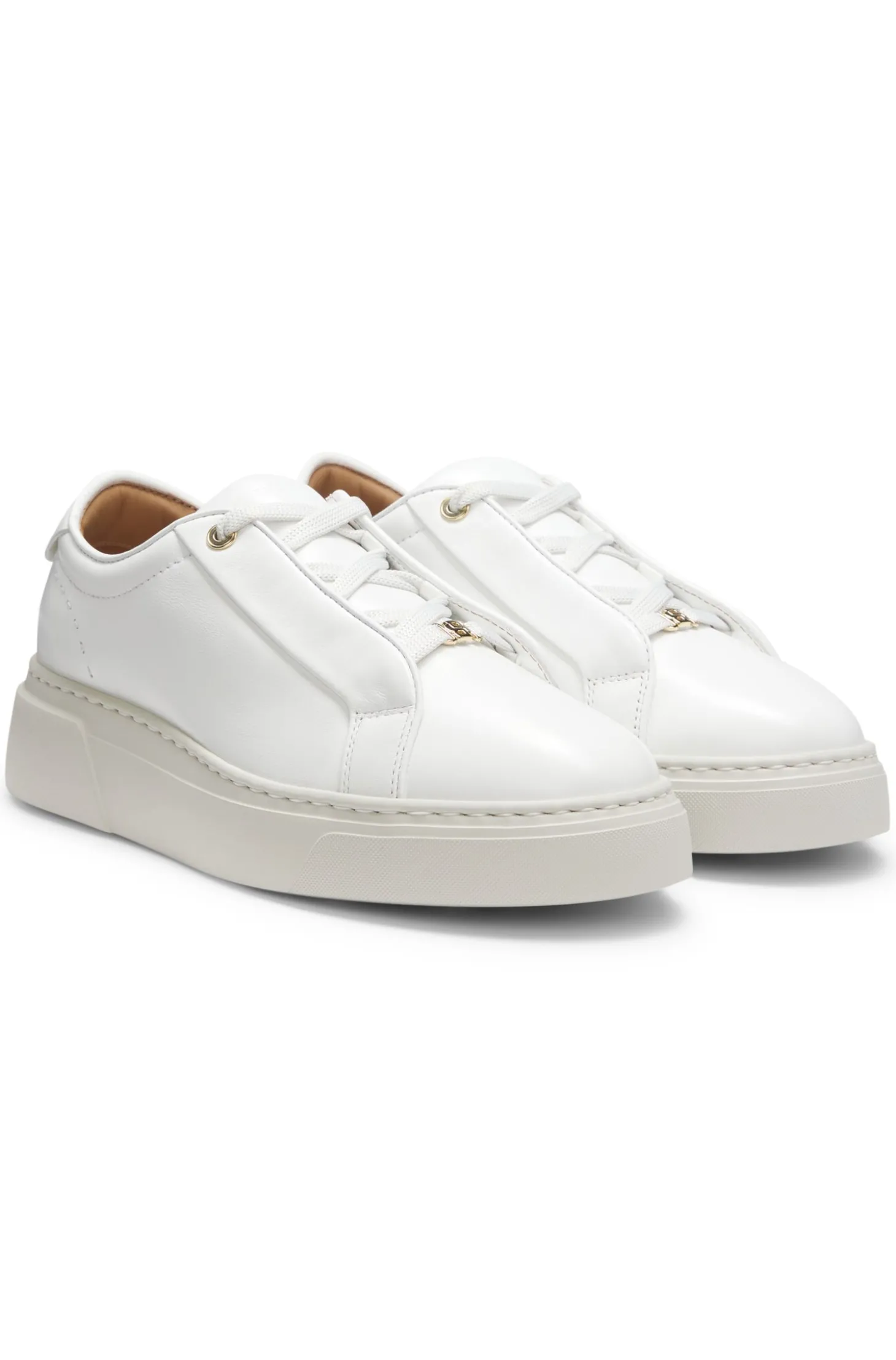 Ledersneakers mit integriertem Keilabsatz