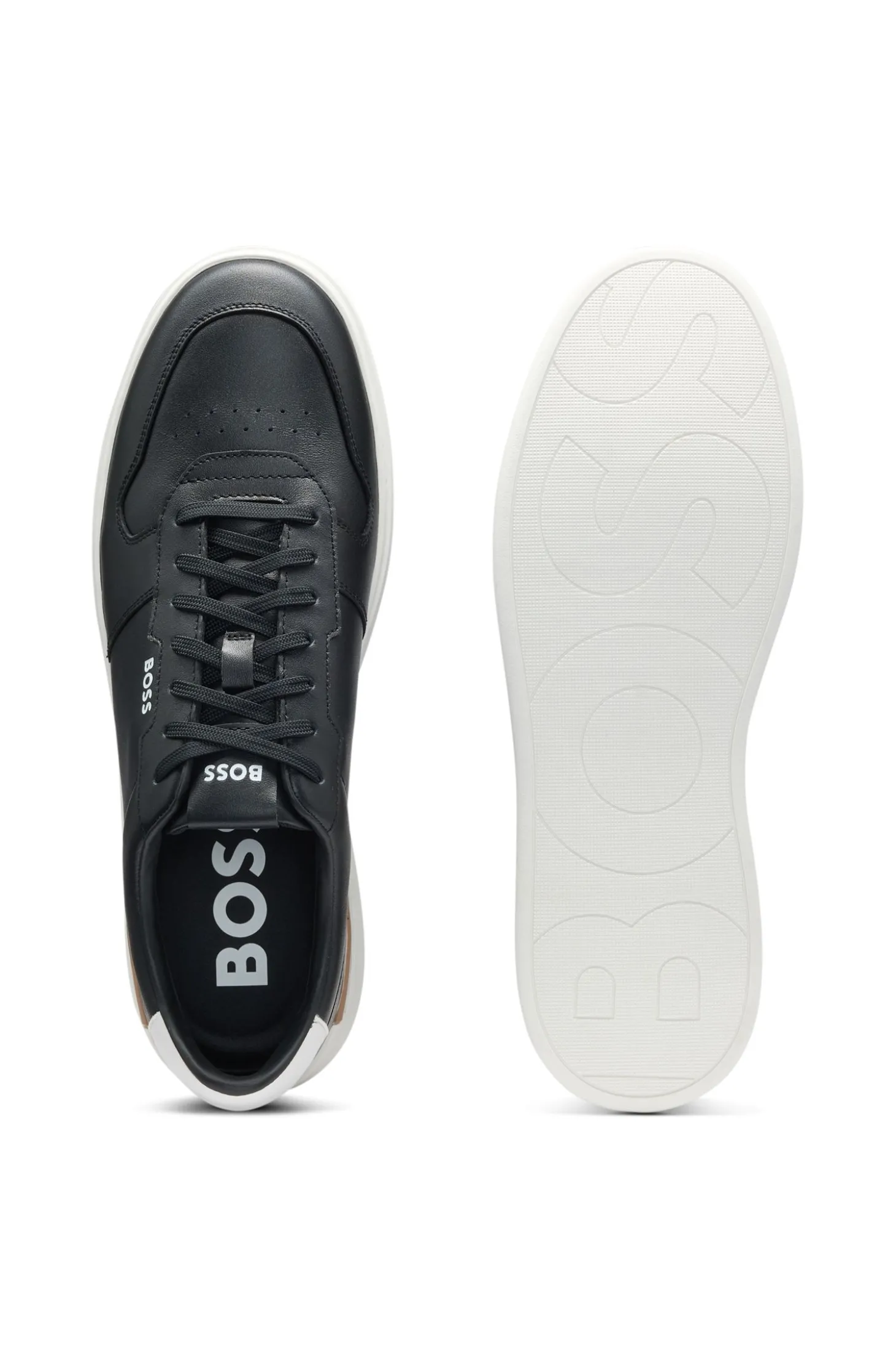 Ledersneakers mit kontrastfarbenen Logos