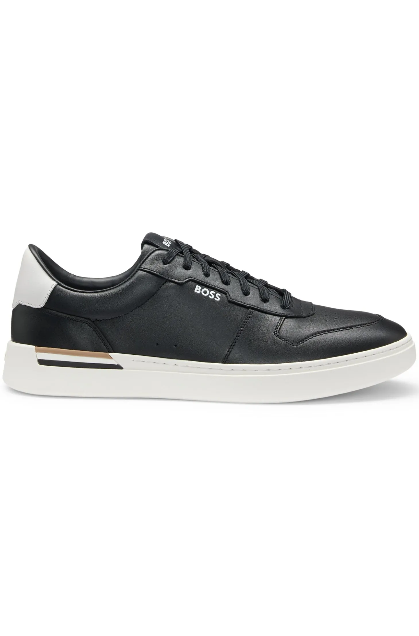 Ledersneakers mit kontrastfarbenen Logos