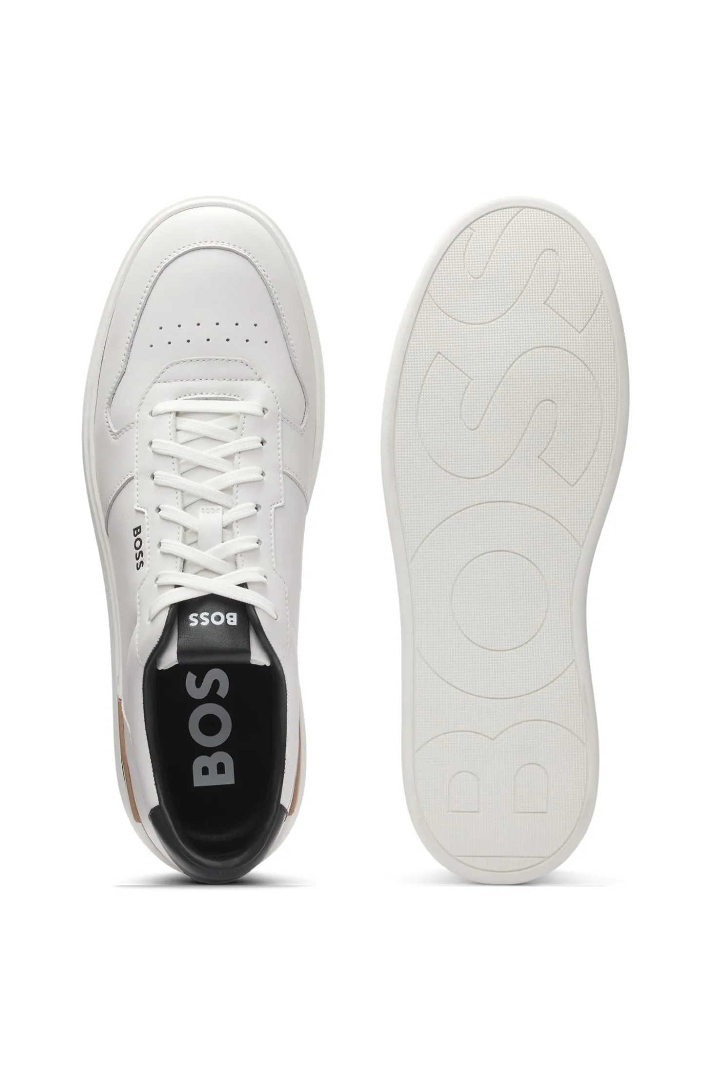 Ledersneakers mit kontrastfarbenen Logos