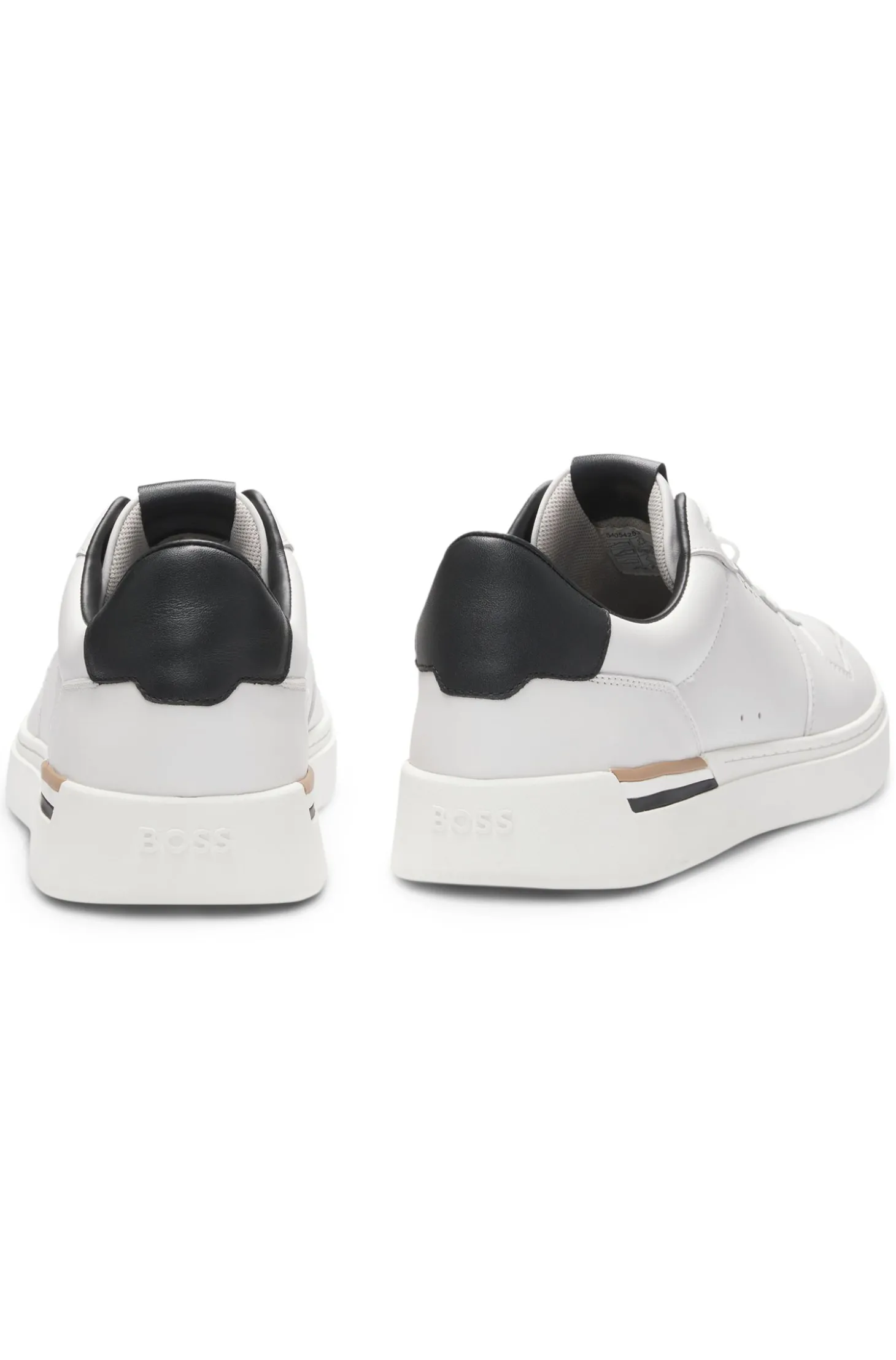 Ledersneakers mit kontrastfarbenen Logos
