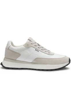 Ledersneakers mit Logo an der Seite