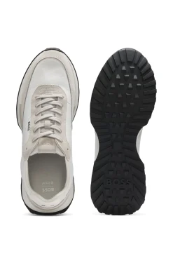 Ledersneakers mit Logo an der Seite