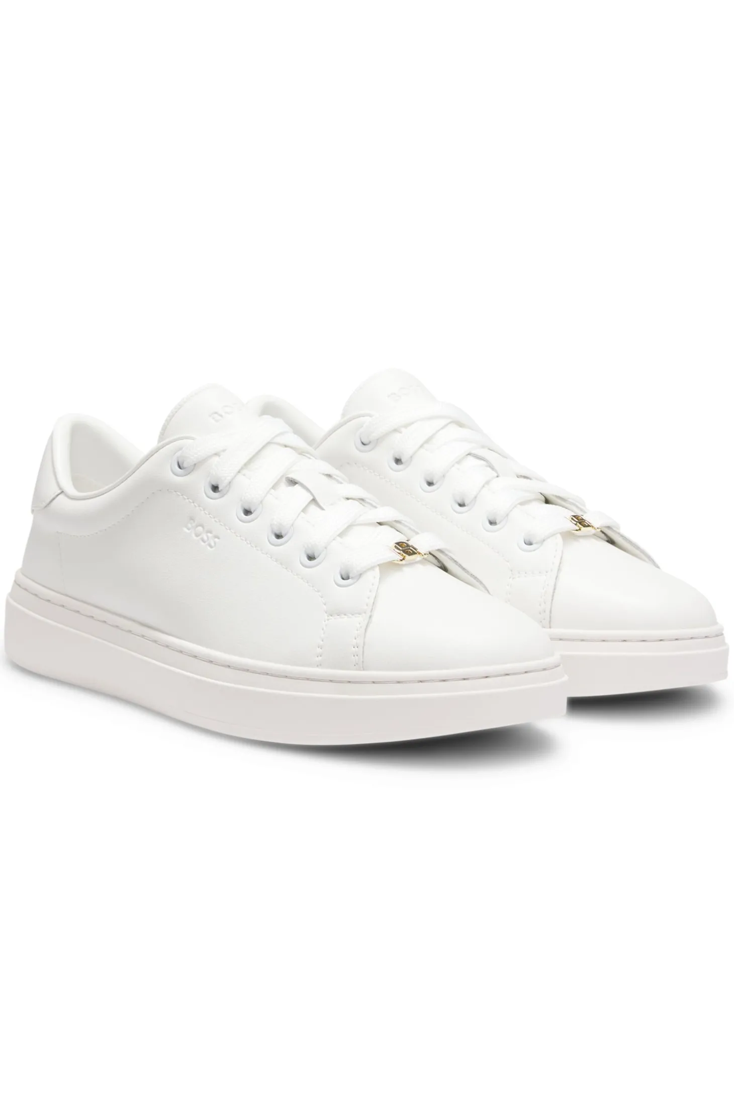 Ledersneakers mit Logo-Prägung
