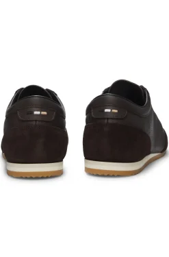 Ledersneakers mit Veloursleder-Details