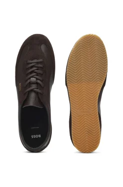 Ledersneakers mit Veloursleder-Details