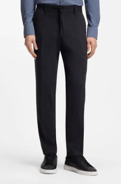 Leicht verstaubare Slim-Fit Hose aus waschmaschinenfestem Woll-Mix