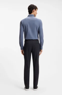 Leicht verstaubare Slim-Fit Hose aus waschmaschinenfestem Woll-Mix
