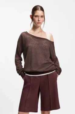 Leinen-Baumwoll-Pullover mit Unterzieh-Layer