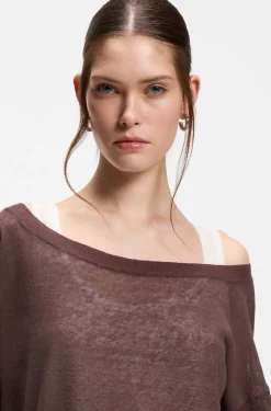 Leinen-Baumwoll-Pullover mit Unterzieh-Layer