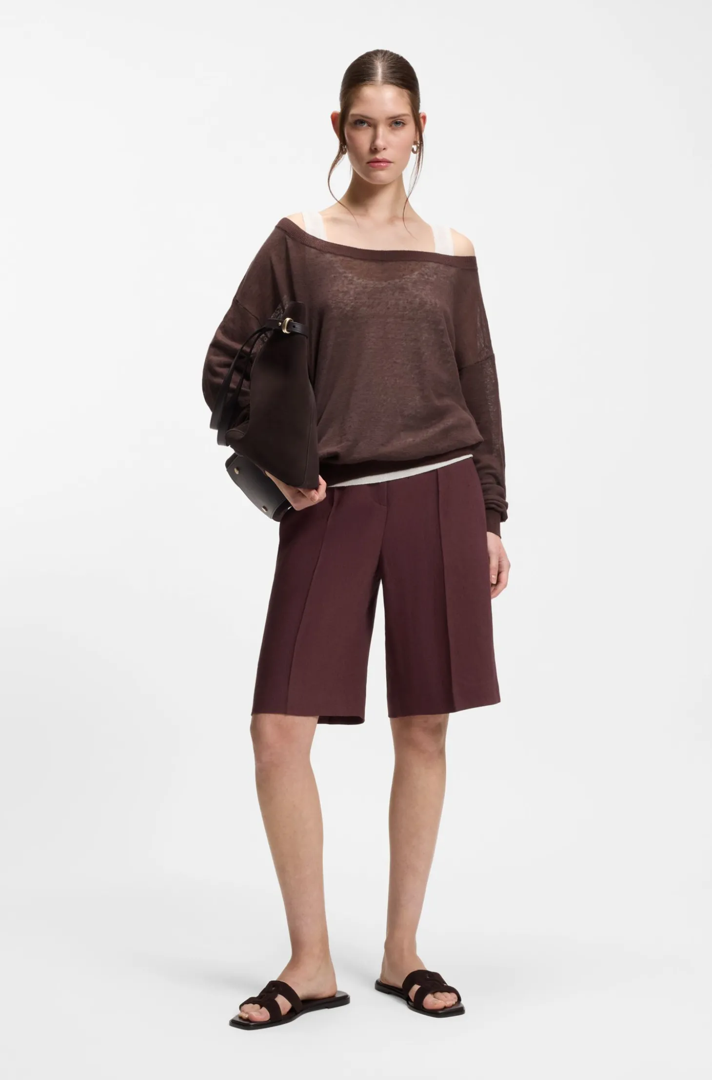 Leinen-Baumwoll-Pullover mit Unterzieh-Layer