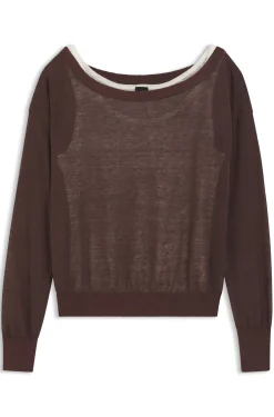 Leinen-Baumwoll-Pullover mit Unterzieh-Layer
