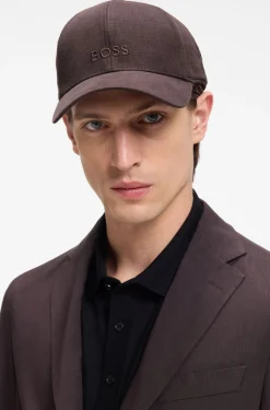 Leinen-Cap mit Logo-Stickerei