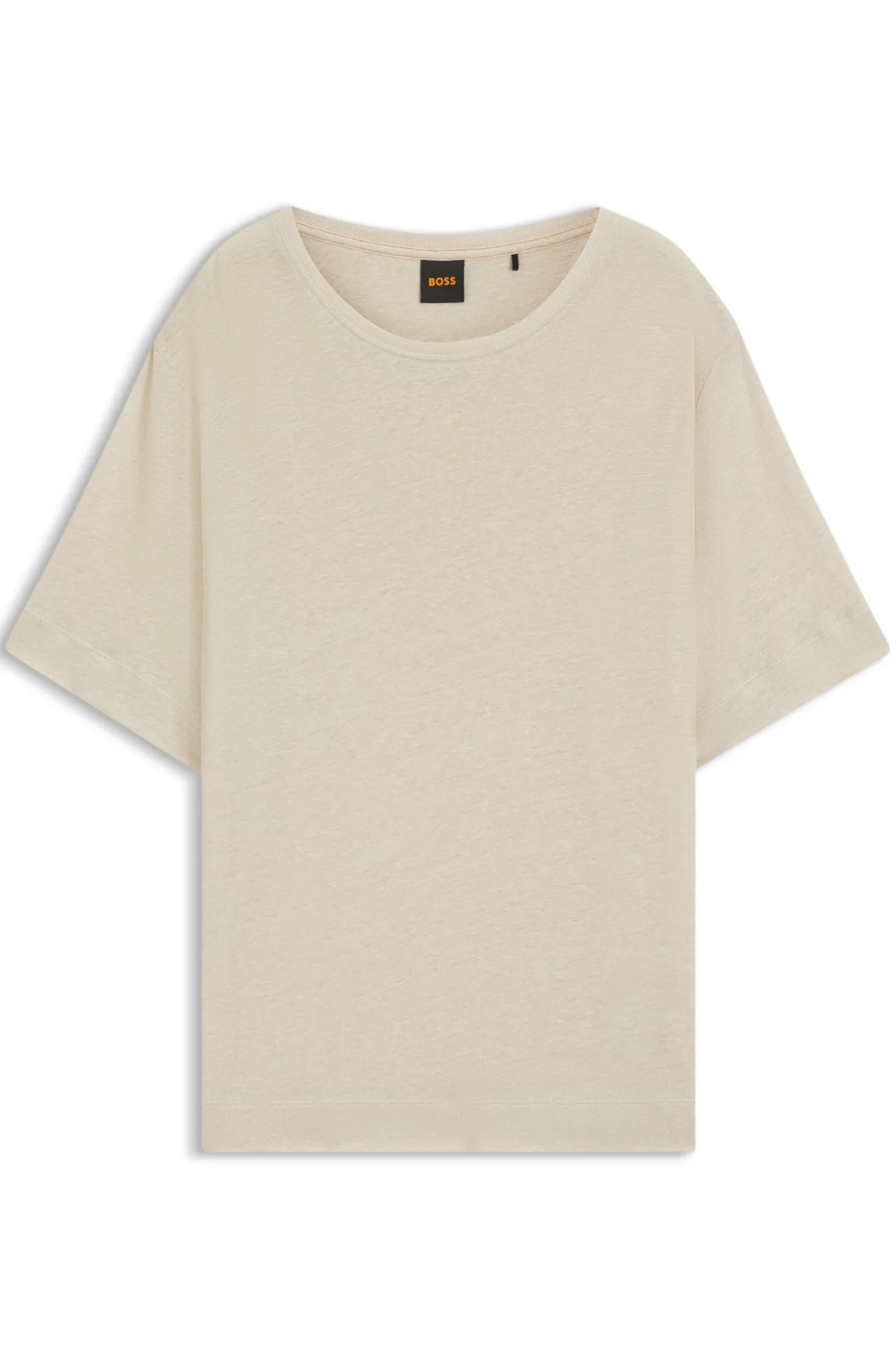 Leinen-T-Shirt mit Logo-Stickerei