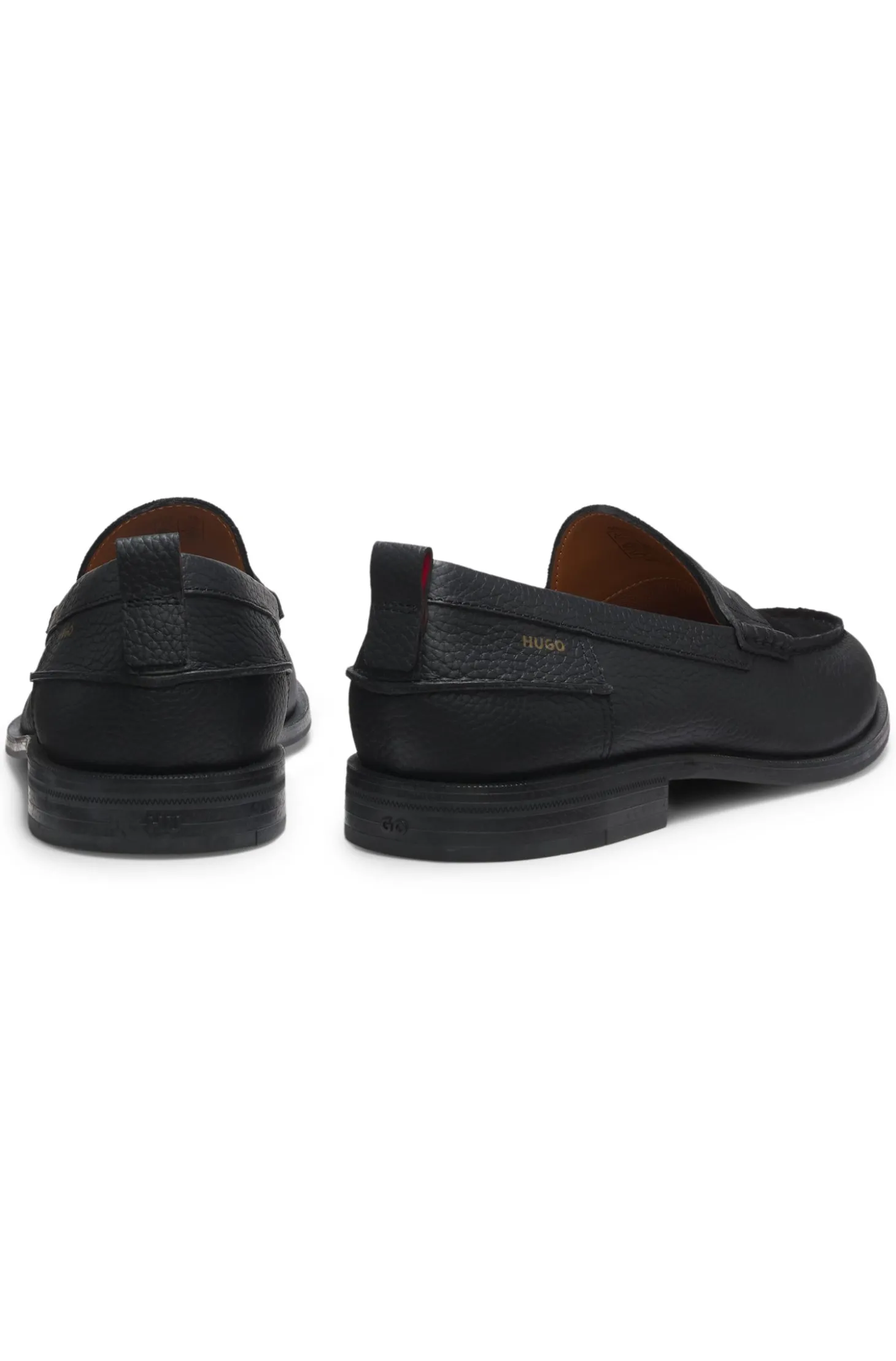Loafer aus genarbtem Leder mit Schuhblatt aus Veloursleder