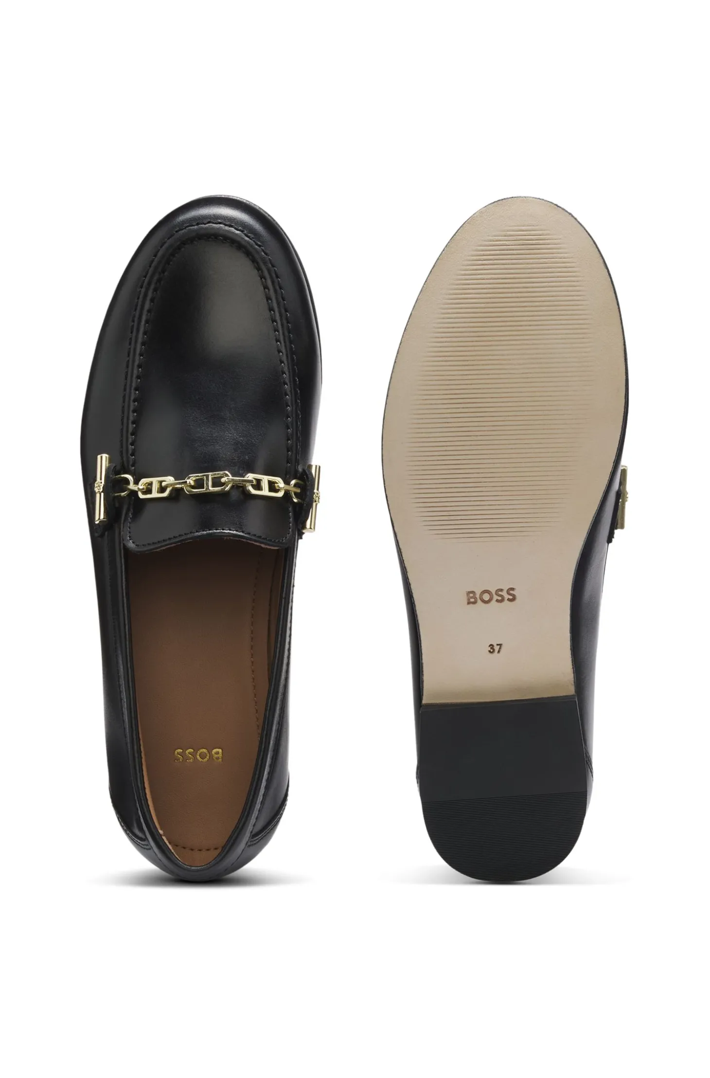 Loafer aus Leder mit Ketten- und Logo-Detail