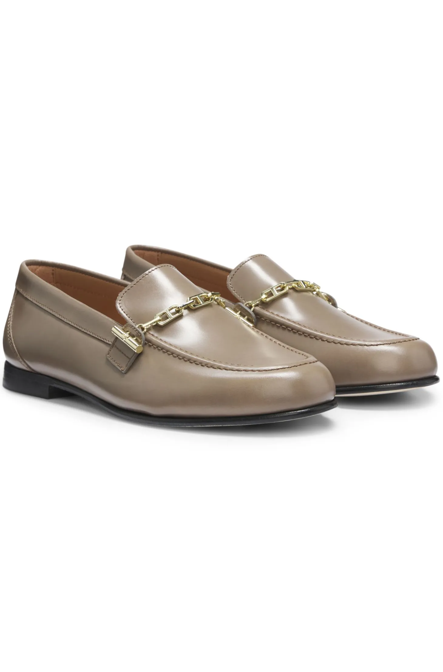 Loafer aus Leder mit Ketten- und Logo-Detail