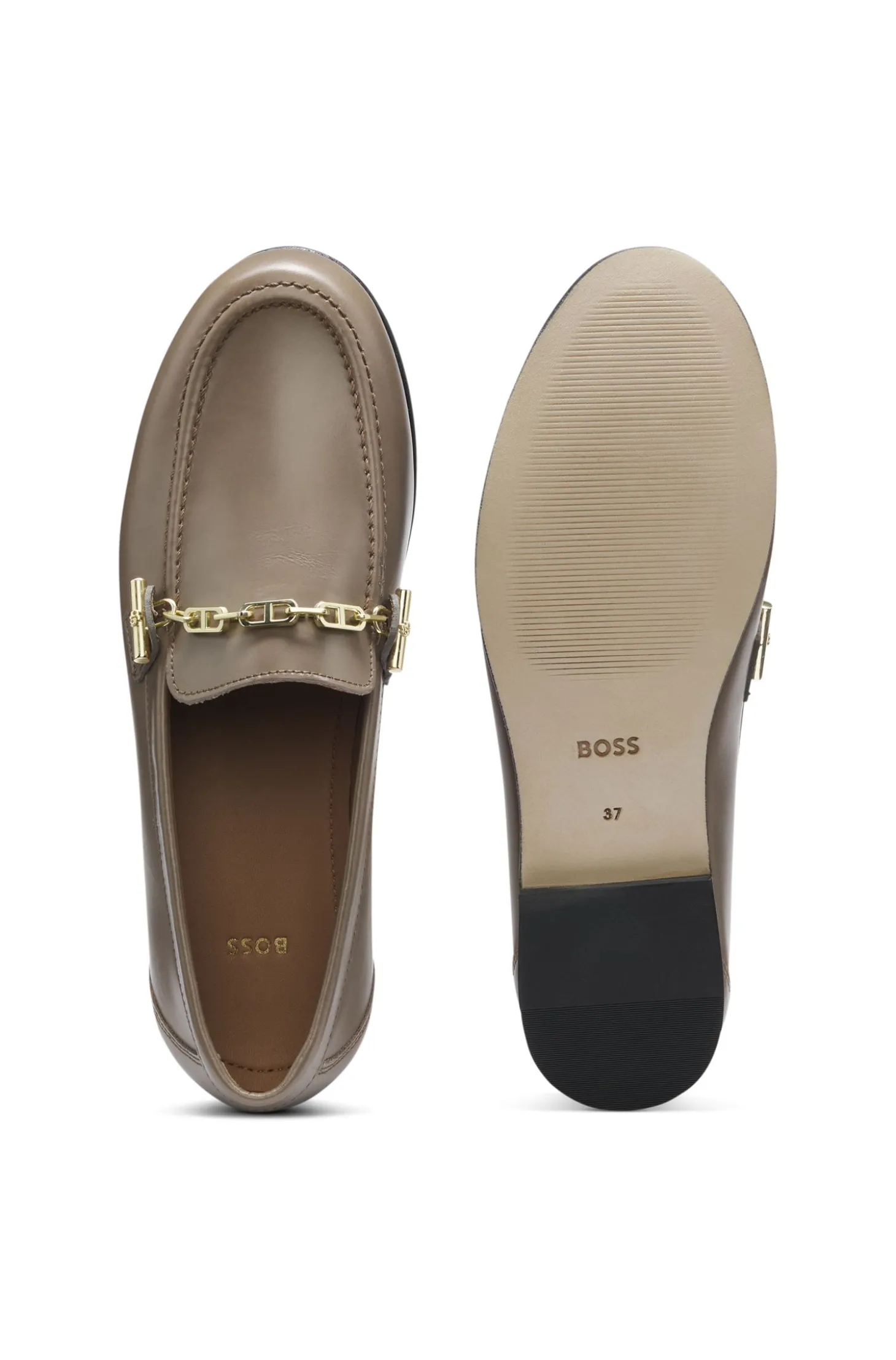Loafer aus Leder mit Ketten- und Logo-Detail