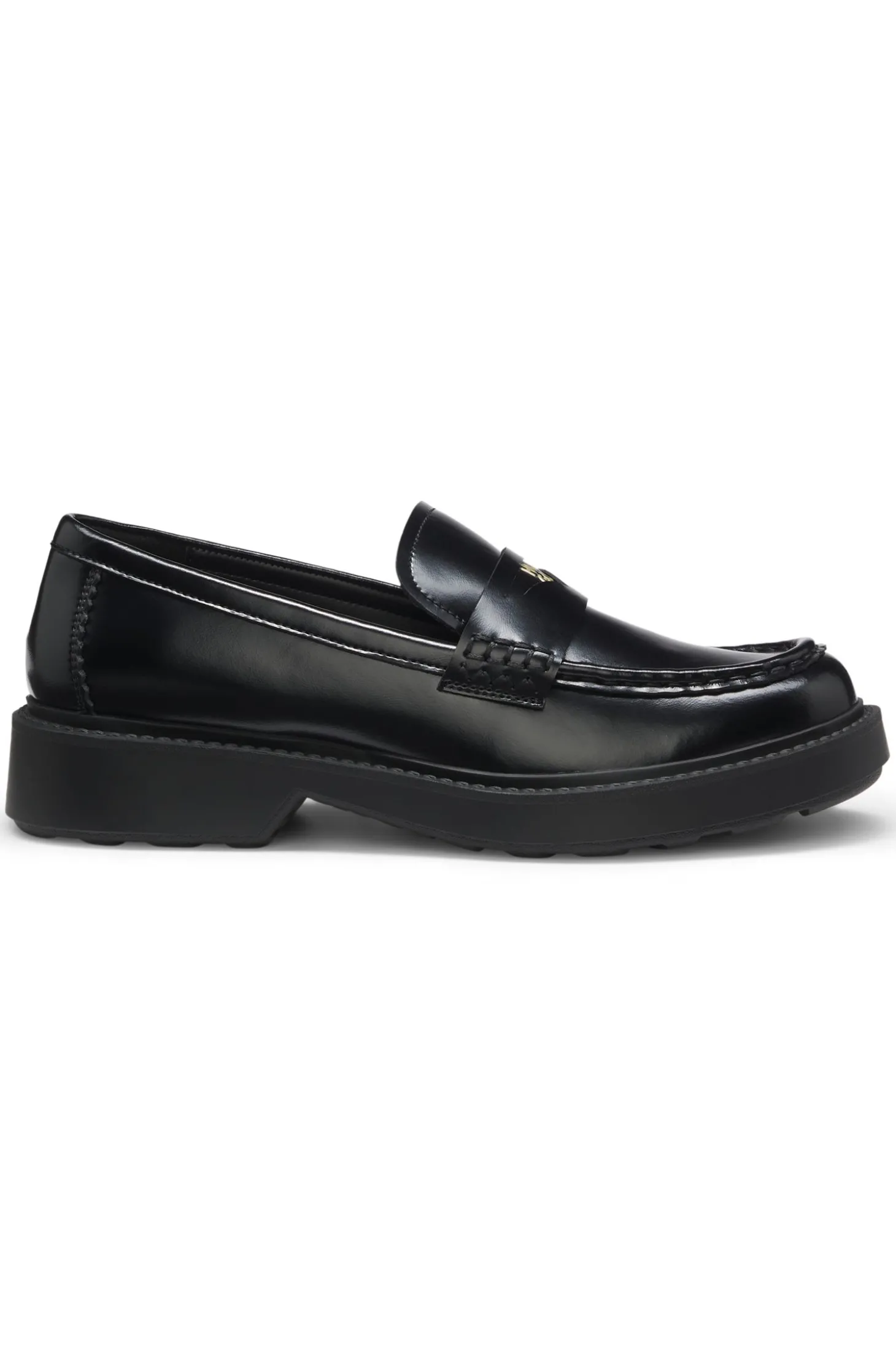 Loafer aus Leder mit Pennyloafer-Besatz und Stacked-Logo
