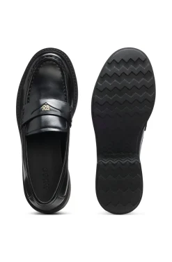 Loafer aus Leder mit Pennyloafer-Besatz und Stacked-Logo
