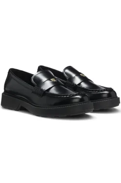 Loafer aus Leder mit Pennyloafer-Besatz und Stacked-Logo