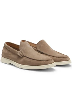Loafer aus Veloursleder mit geprägtem Logo