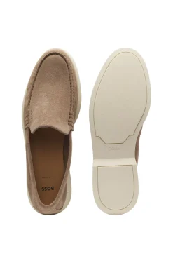 Loafer aus Veloursleder mit geprägtem Logo