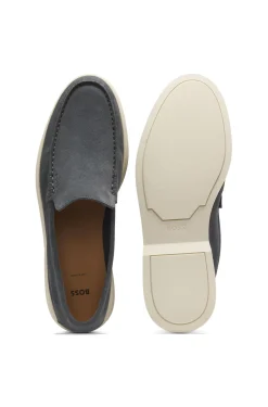 Loafer aus Veloursleder mit geprägtem Logo