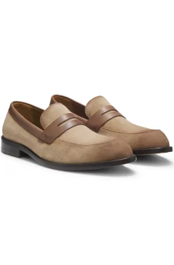 Loafer aus Veloursleder mit Leder-Details