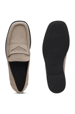 Loafer aus Veloursleder mit Logo am Pennyloafer-Besatz