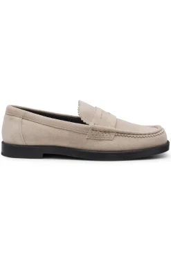 Loafer aus Veloursleder mit Logo am Pennyloafer-Besatz