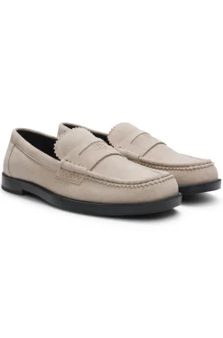 Loafer aus Veloursleder mit Logo am Pennyloafer-Besatz