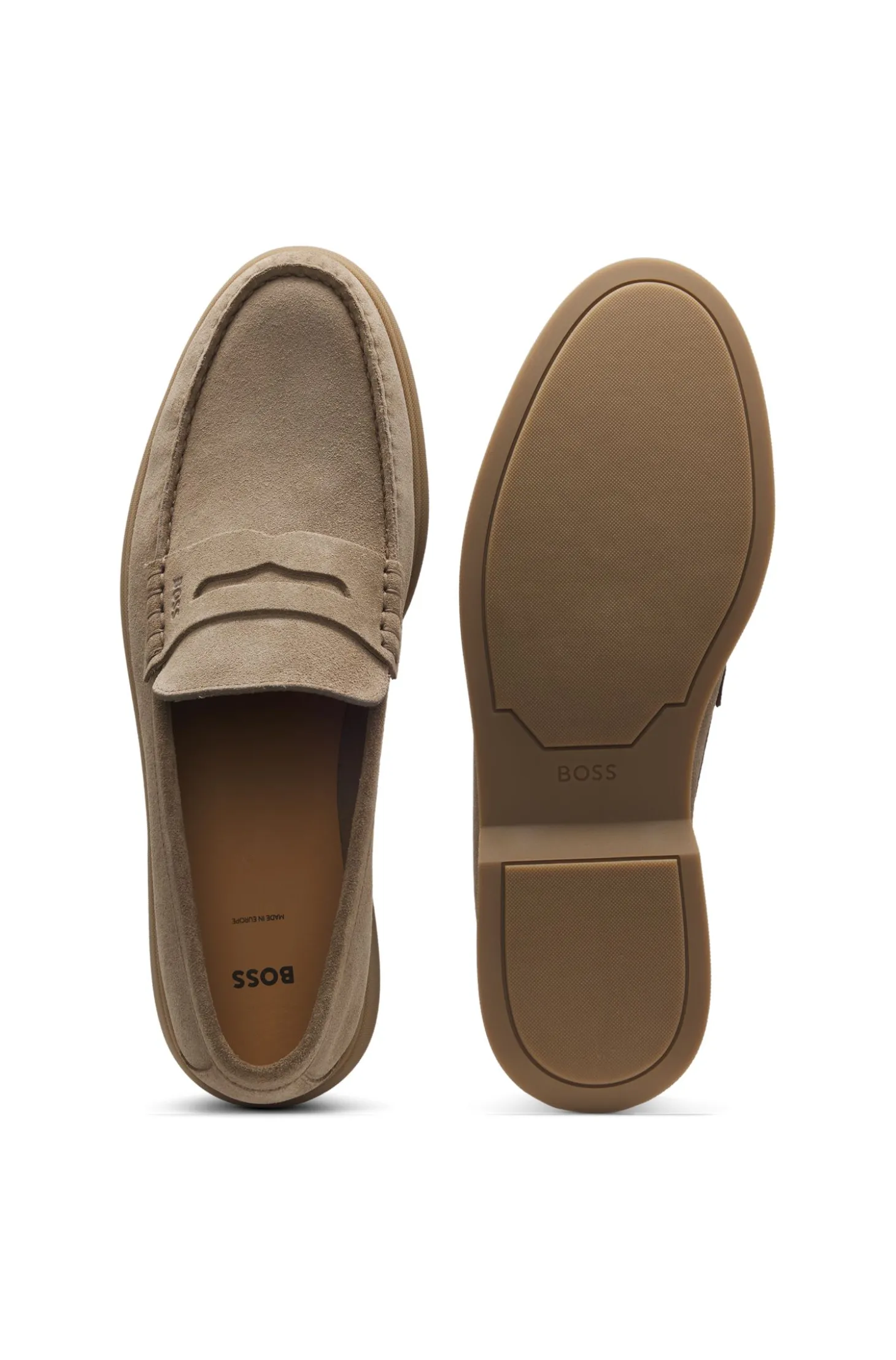 Loafer aus Veloursleder mit Pennyloafer-Besatz und Logo