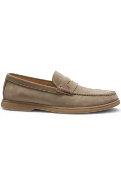 Loafer aus Veloursleder mit Pennyloafer-Besatz und Logo