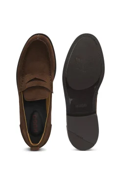 Loafer aus Veloursleder mit Pennyloafer-Besatz