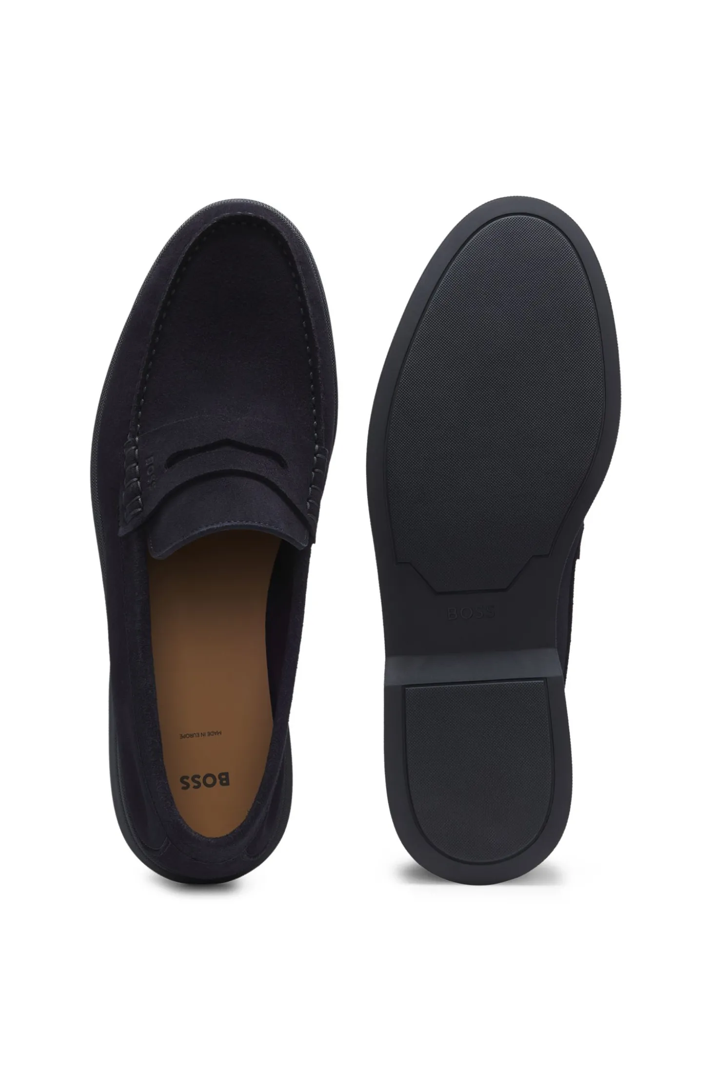 Loafer aus Veloursleder mit Pennyloafer-Besatz und Logo
