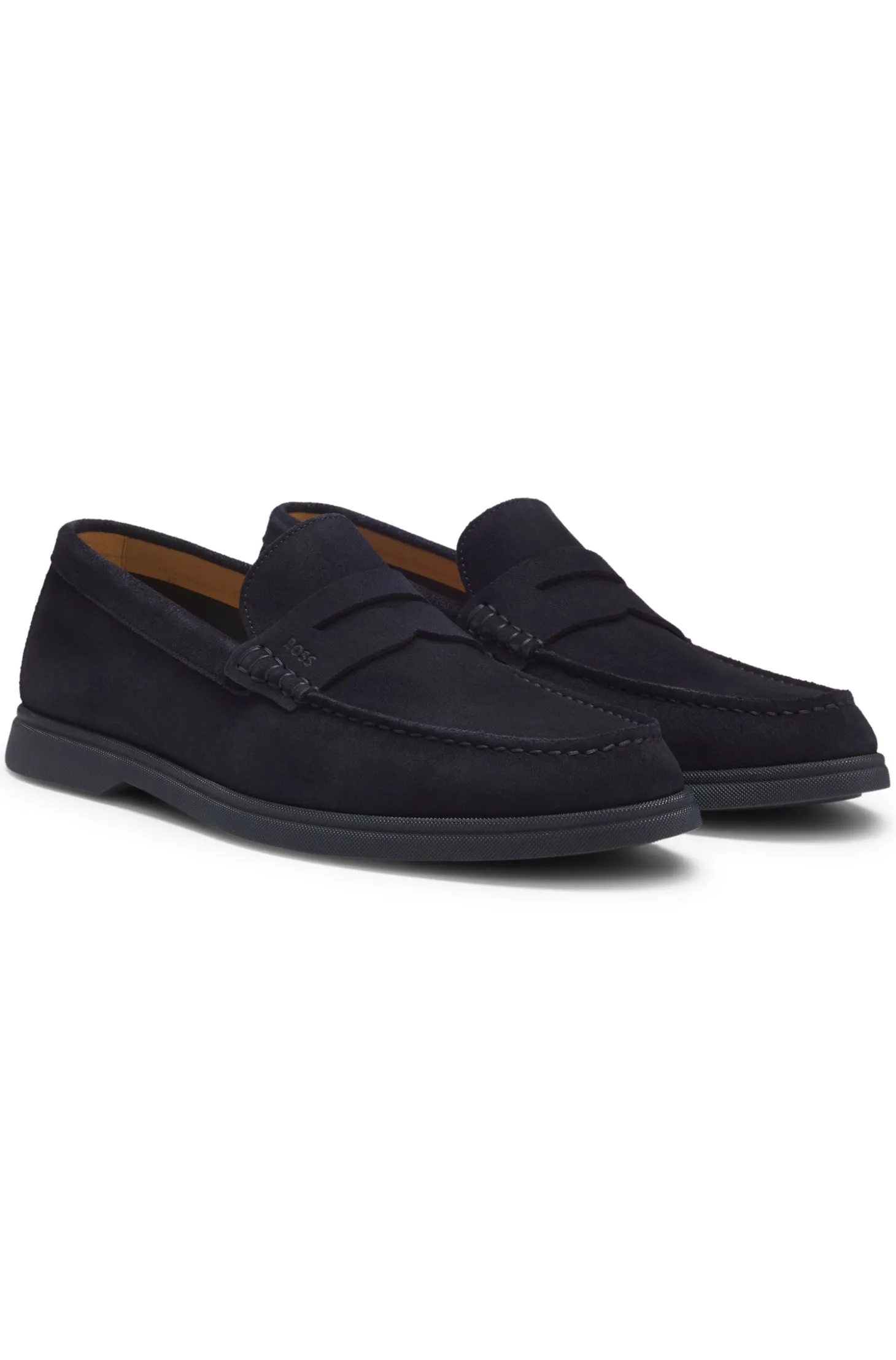 Loafer aus Veloursleder mit Pennyloafer-Besatz und Logo
