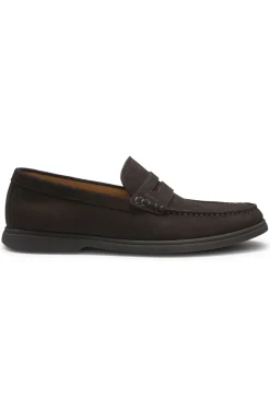 Loafer aus Veloursleder mit Pennyloafer-Besatz und Logo