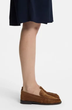 Loafer aus Veloursleder mit Raffungen