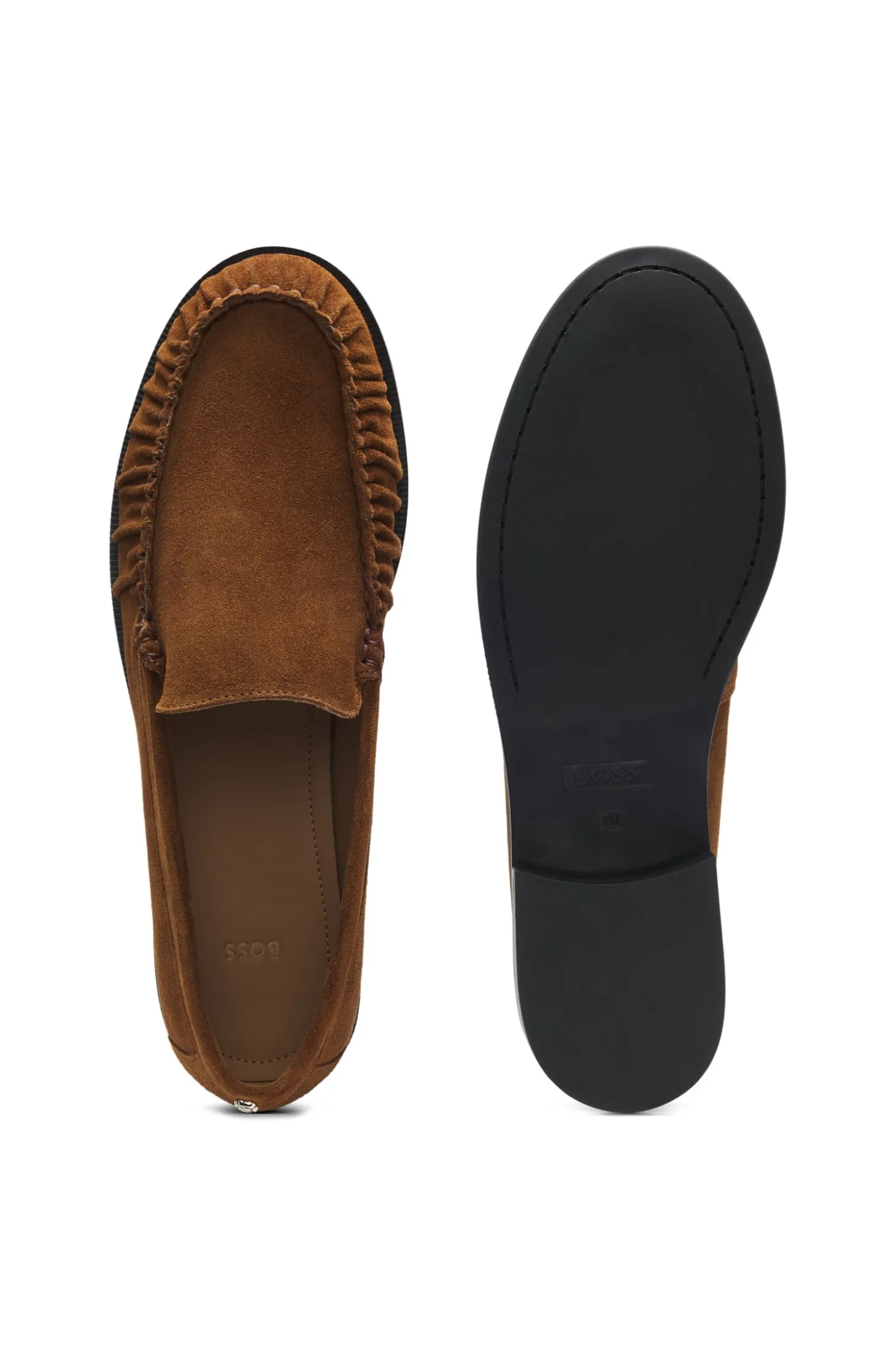 Loafer aus Veloursleder mit Raffungen