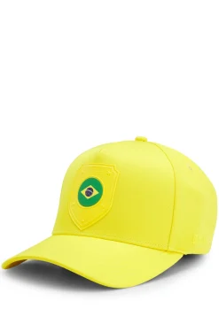 Logo-Cap aus glänzendem Twill mit Landesflaggen-Badge