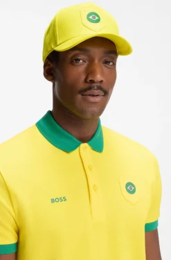 Logo-Cap aus glänzendem Twill mit Landesflaggen-Badge