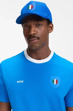 Logo-Cap aus glänzendem Twill mit Landesflaggen-Badge