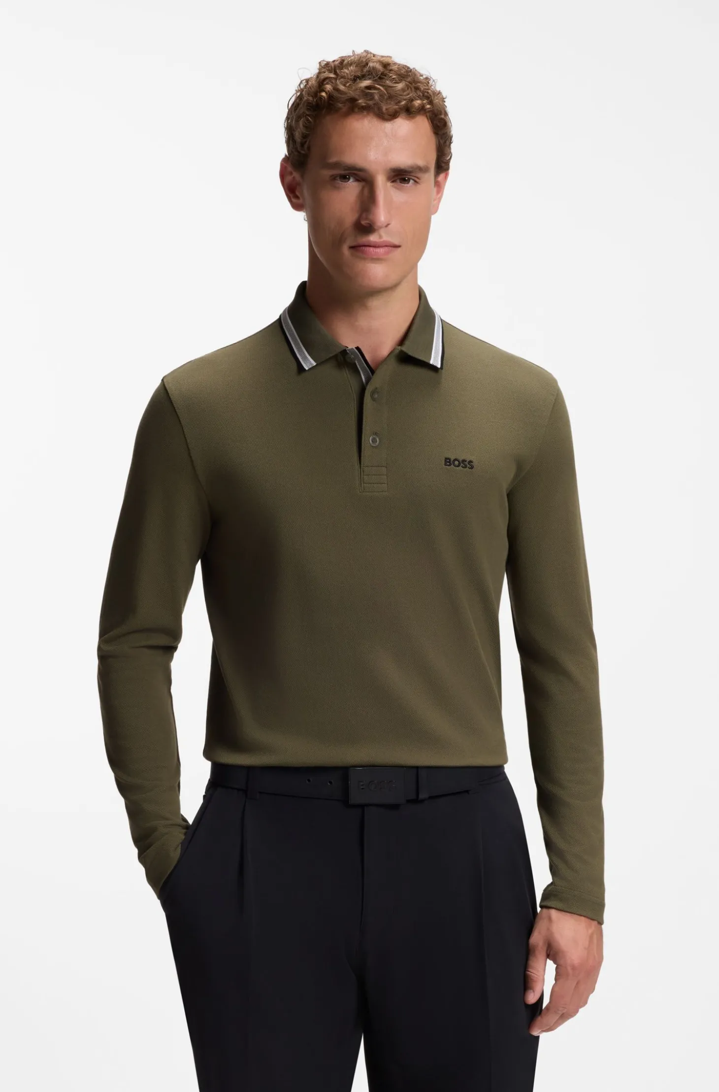 Longsleeve-Poloshirt aus Baumwoll-Piqué