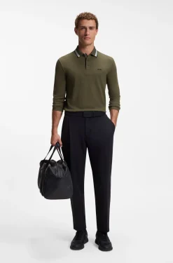 Longsleeve-Poloshirt aus Baumwoll-Piqué