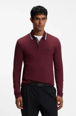 Longsleeve-Poloshirt aus Baumwoll-Piqué